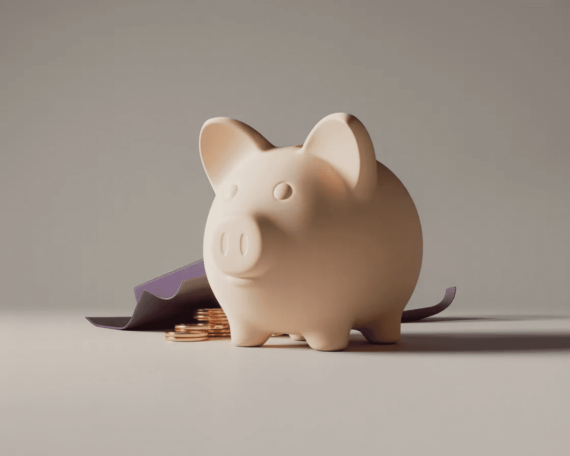 Piggy bank on a table