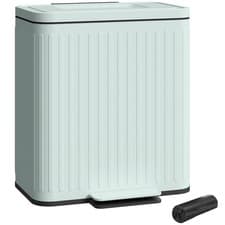 Image of HOMCOM 2 x 20L Double Rubbish Bin, Pedal Bin with Rubbish Bags, Green