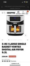 Image of Large Digital Vortex Air Fryer 9.2L Rapid Air Technology Multifunction Healthy