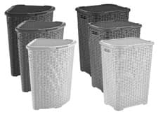 Image of Corner Plastic Laundry Basket Lid Large Rattan Washing Clothes Storage Hamper
