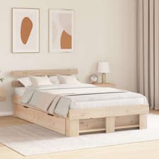 Image of Bed Frame Natural Solid Pine 135x190cm 31cm Hgt With Storage Drawer, Durable Max