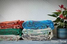 Image of Linear Stripe Ribbed Cotton Sofa / Bed Linen Throw 150x220cm in 5 Colours