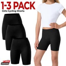 Image of 1-3 Pack Girls Cycling Shorts School PE Sports Under Dress Fitness Short Pants