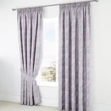 Image of Serene Jasmine Floral Weave Cotton Rich Curtains Pencil Pleat Lined Window Panel