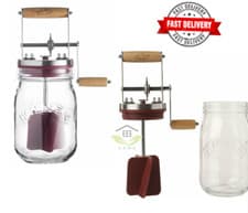 Image of Kilner Butter Churner Clear Glass Home Made Butter Maker With Wooden Handle