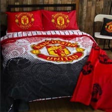 Image of Manchester United FC Crest Double Duvet Cover Set Football Reversible Bedding