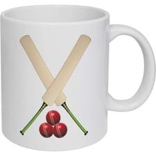 Image of 11oz (320ml) 'Cricket Bats and Balls' Ceramic Mug / Cup (MG00082408)