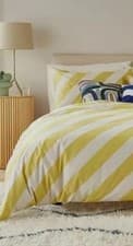 Image of Candy Stripe Cotton Duvet Bedding Set + Storage Bag Single -200 TC RRP £29 New