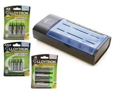 Image of Mains Battery Charger with Batteries for Sizes AA AAA 9V C D NiMh Lloytron B1531