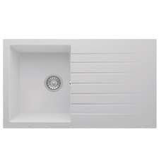 Image of Liquida GRN860WH 1.0 Bowl White Granite Reversible Kitchen Sink With Waste