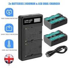 Image of 2x 2400mAh NP-FM500H Battery + Charger For Sony NP-FM500H A200 A350 A700 A900