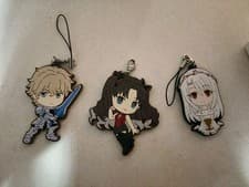 Image of 3x Banpresto Fate Zero / Grand order rubber keychains of Arthur, Rin and Ilya