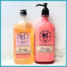 Image of Bath & Body Works Energy PLUMERIA MANDARIN B. Lotion + B.Wash 2 Pc Gift SET RARE