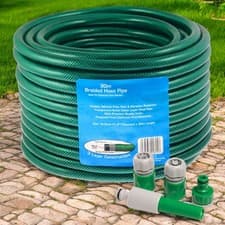 Image of 30m Garden Hose Pipe + 5pc Fittings 100ft Reinforced Braided Watering Hosepipe
