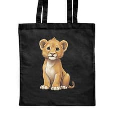 Image of 'Cute Lion Cub' Classic Black Tote Shopper Bag (ZB00029371)
