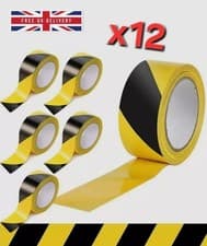 Image of Hazard Tape 38mm x 33m Black & Yellow Adhesive Barrier Tape