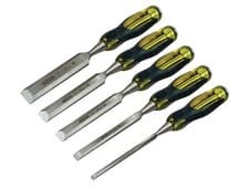 Image of Stanley Tools FatMax Bevel Edge Chisel Thru Tang Set of 5: 6, 12, 18, 25 & 32mm