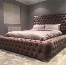 Image of CHESTERFIELD PARK LANE BED FRAME DOUBLE KING SUPER KING CRUSHED VELVET FABRIC
