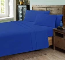 Image of Luxury Plain Flat Bed Sheets, Easy Care Long Lasting Durable Top Linen Bedsheet