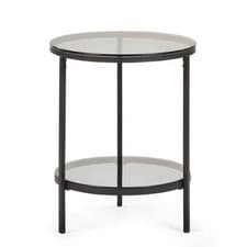 Image of Julian Bowen Chicago Circular Lamp Table With Shelf - Smoked Glass
