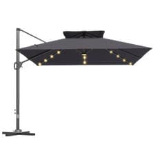 Image of Outsunny 3.5x3 m Garden Cantilever Parasol with Solar LED Lights and Centre