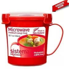 Image of Sistema 656ml Microwave Soup Mug Medium Plastic Fast Stews Hot Drinks Cup