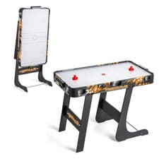Image of Powerplay 3ft Folding Air Hockey Table, Mini Air Hockey Table Game, Black, 3ft
