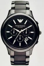 Image of NEW EMPORIO ARMANI MENS WATCH CERAMIC BLACK BRACELET & BLACK DIAL GENUINE AR1451