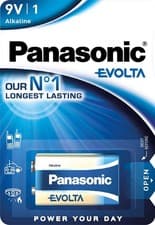 Image of Panasonic 6LR61EGE 9 V Evolta Alkaline Battery, Blue