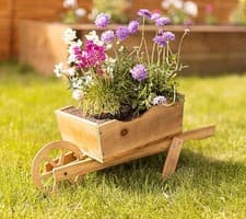 Image of Wooden Garden Wheelbarrow Planter Flower Plant Pot Outdoor Decoration Large 63cm