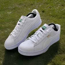 Image of PUMA Court Star SL UK9.5-Tripple White/gold accents Trainers BNIB