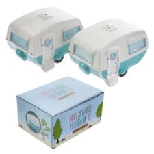 Image of Ceramic Salt and Pepper Set ~ CARAVAN - Fun Design