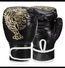 Image of Black and Gold Leather Boxing Gloves 12oz Unbranded Brand New
