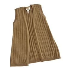 Image of Talbots Petites Women's Knit Vest Top Made in Italy Tan Beige 100% Merino Wool