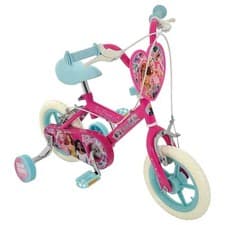 Image of Barbie Girls Bike - Pink Kids Balance Bicycle with Training Wheels & Stand