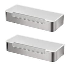 Image of 2x Croydex Shower Caddy Shelf Organiser Tray with Wiper Blade Bathroom Storage