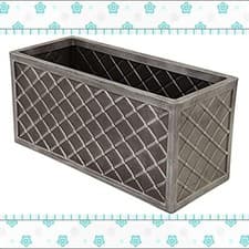 Image of 70cm Long Rectangular Plastic Pewter Lazio Trough Planter For Garden, Patios
