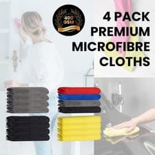 Image of 4 Pk Premium Quality Microfibre Cloth 400gsm XL Jumbo Lint-Free Cleaning Cloths
