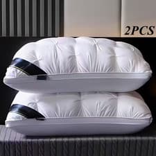 Image of 2 Luxury Hotel Quality Pillow Deep Sleep Neck Support Non-Collapse Core Pillows