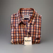 Image of Barbour Dunstanburgh Orange S/Sleeve Shirt BNWT RRP £65 Present Gift