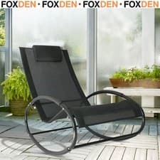 Image of Rocking Chair Sun Lounger Recliner Rocker Texteline Fabric Patio Garden Relaxer