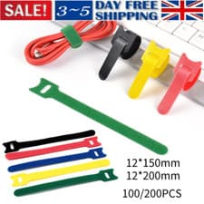 Image of 100/200X Adjustable Reusable - Hook and Loop Cable Ties Tidy Strap Fastener Tape