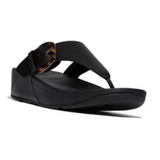 Image of Lulu Resin Buckle Leather Toe Post Sandal
