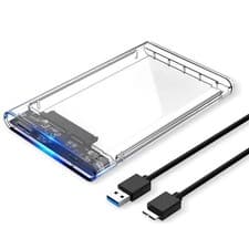 Image of Hard Drive Caddy Case Enclosure 2.5 Inch USB 3.0 SATA External Clear HDD SSD