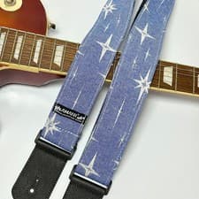 Image of Guitar Strap with Star Design Demin Friction Resistant Electric Acoustic Bass