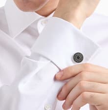 Image of Armani Silver Cufflinks Round Gun-Plate Smart Shirt Buttons Designer Tux RRP£95