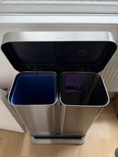 Image of Simplehuman Dual Compartment 58L Recycling Pedal Bin in Stainless Steel