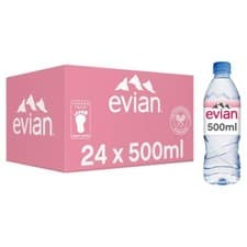 Image of Evian Natural Mineral Water 24 x 500ml Bottles Pure Refreshing Hydration