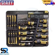Image of Sealey 60 Piece Screwdriver Bit Set Chrome Vanadium Steel Soft Grip Storage