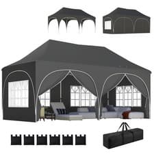 Image of Outsunny 3 x 6m Pop Up Gazebo with Sides, Peak Top Garden Party Tent Marquee